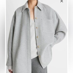 Vince Double Face Wool Blend Shirt Jacket in Heather Grey